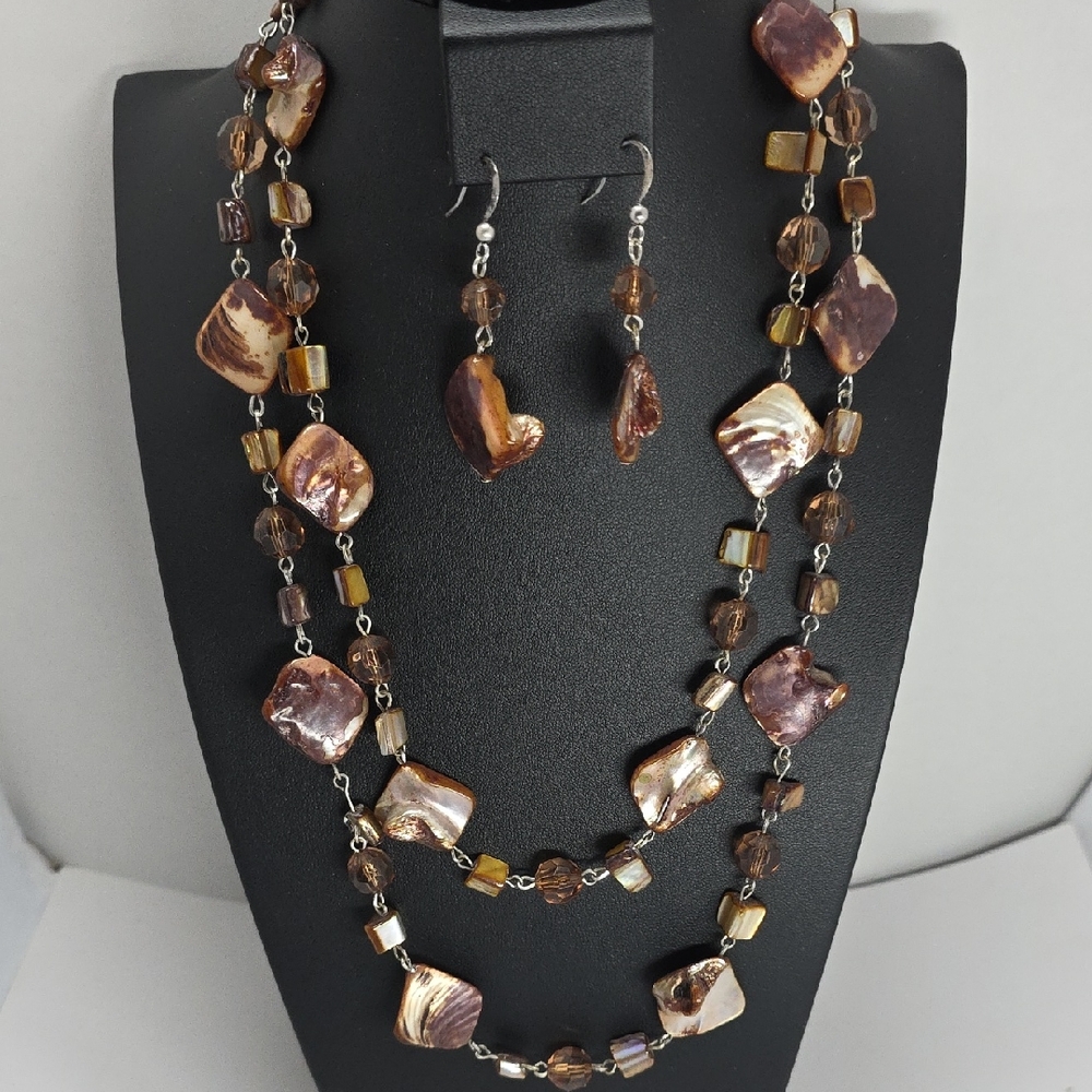 Elegant Brown and Gold Jewelry Set